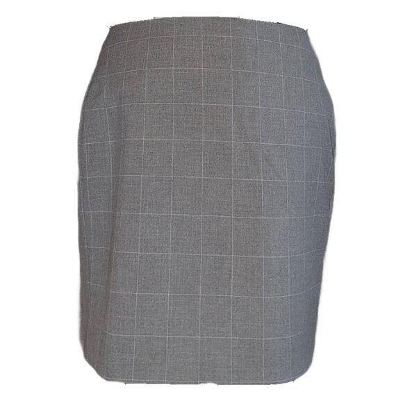 Banana Republic Gray Windowpane Suit Skirt Sz 8 Petite - Picture 1 of 9